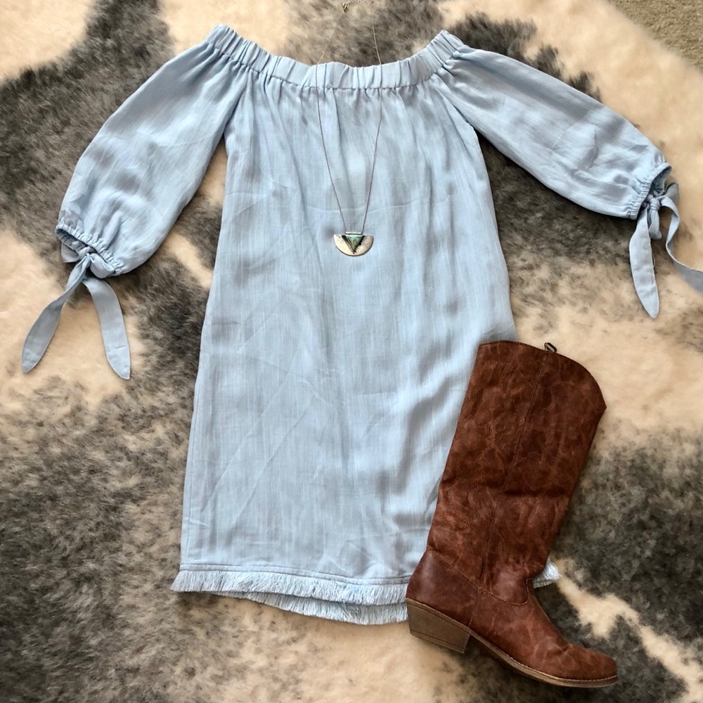 Off-the-shoulder chambray dress NWT